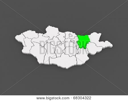 Map of Khentii. Mongolia. 3d