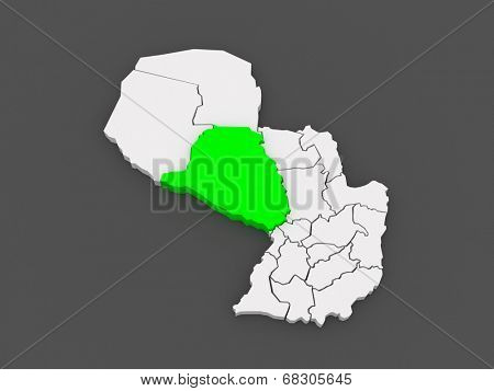 Map of Presidente Hayes. Paraguay. 3d