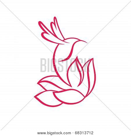 Hummingbird and flower sign