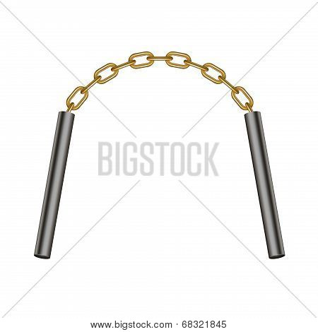 Nunchaku connected by golden chain