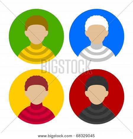 Colorful Businessman Userpics Icons Set in Flat Style. Vector