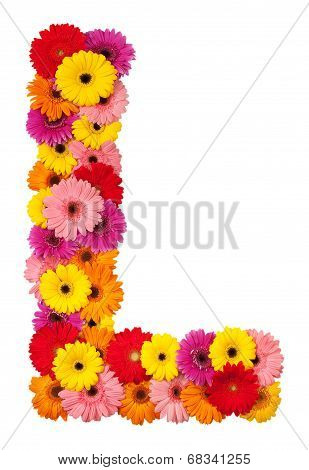 Letter L - Flower Alphabet Isolated On White