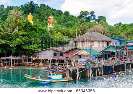 View Of Baan Ao Salad Port And Fishing Village On Koh Kood