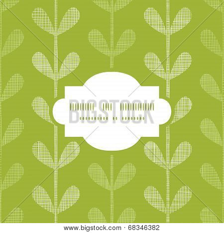 Abstract textile green vines leaves frame seamless pattern background