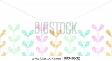 Abstract textile colorful vines leaves horizontal seamless pattern background