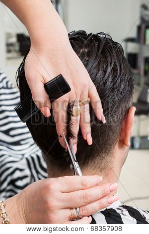 trendy haircut in the barber shop today