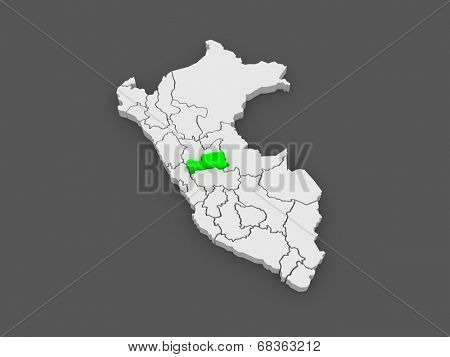 Map of Pasco. Peru. 3d