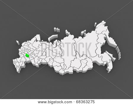Map of the Russian Federation. Penza region. 3d