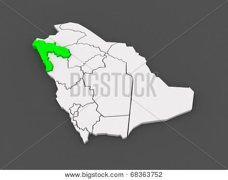 Map of Tabuk. Saudi Arabia. 3d
