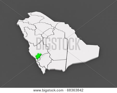 Map of Al-Baha. Saudi Arabia. 3d