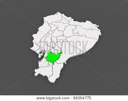 Map of Azuay. Ecuador. 3d