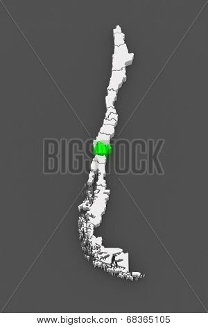 Map of Araucania. Chile. 3d