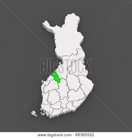 Map of Central Ostrobothnia. Finland. 3d