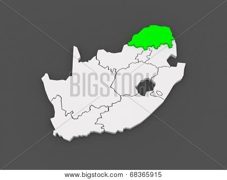 Map of Limpopo (Polokwane). South Africa. 3d