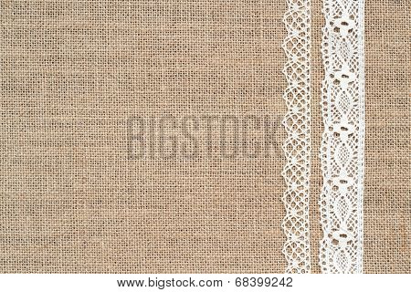 Burlap background with lace