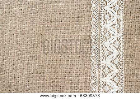 Burlap background with lace
