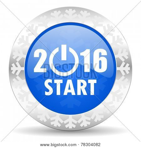 new year 2016 blue icon, christmas button, new years symbol 