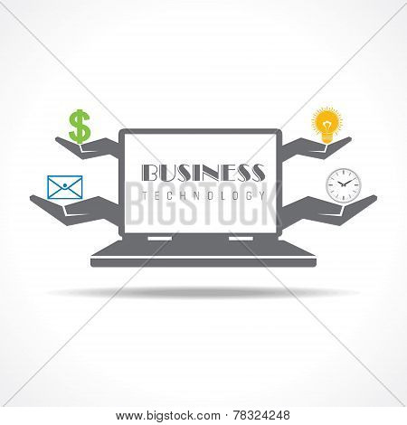 Business technology concept with laptop stock vector