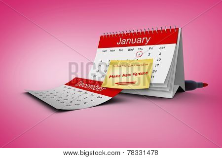Composite image of new years resolutions on january calendar
