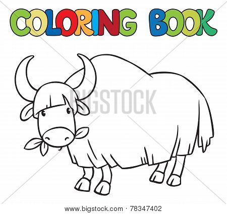 Coloring Book Of Funny Wild Yak