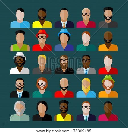 men appearance icons. people flat icons collection
