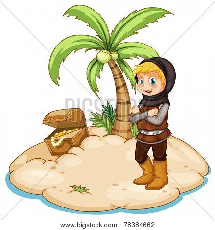 Illustration of a knight on an island