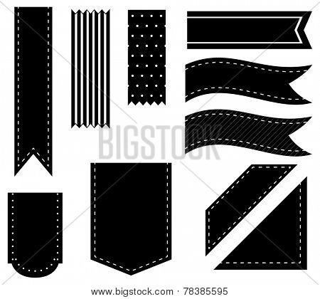 Illustration of different designs of black ribbons