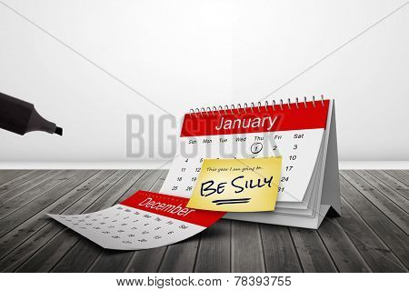 Composite image of new years resolutions on january calendar
