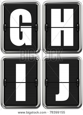 Letters G, H, I, J on Mechanical Scoreboard.