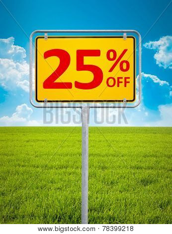 An image of a german city sign with the text 25 percent sale