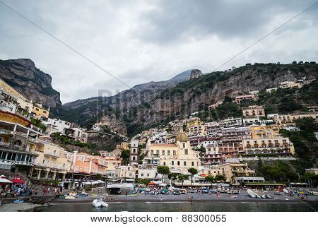 Positano, Italy - July 21: View of the town of Positano.