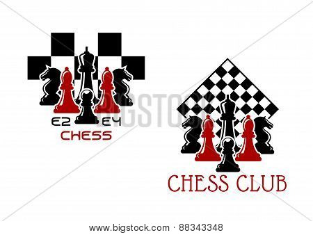 Chess club sport emblems or symbols