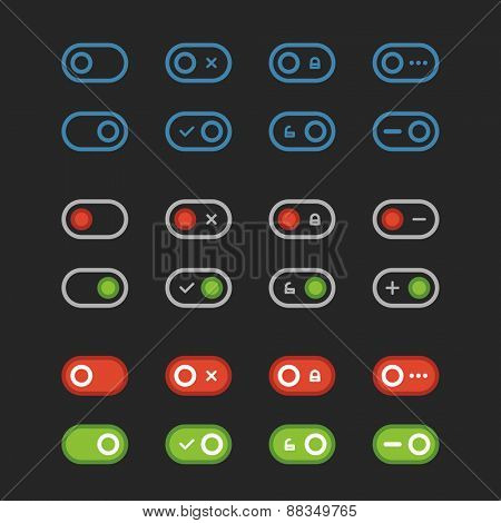 Different flat design sliders set. Web interface elements