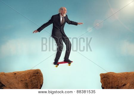 Senior Man Enjoying The Risk Of A Challenge