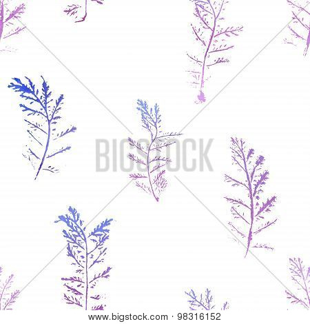 Seamless imprints pattern of the branched herbs.