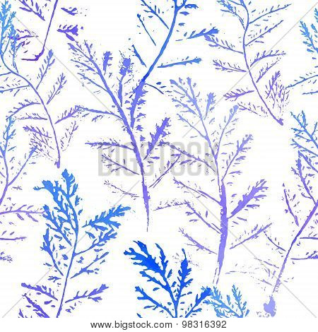 Seamless imprints pattern of the branched herbs.