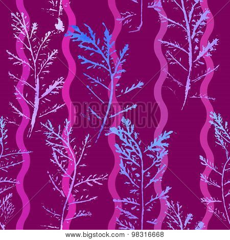 Seamless imprints pattern of the branched herbs.