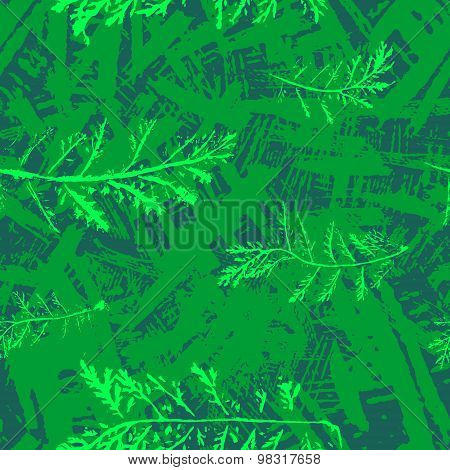 Seamless imprints pattern of the branched herbs.