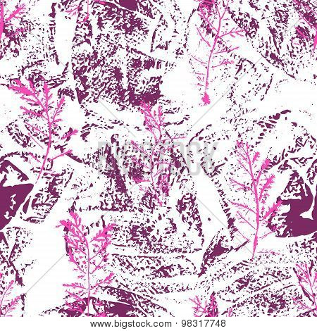 Seamless imprints pattern of the branched herbs.