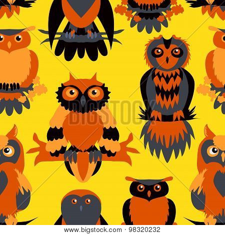 Cute owl seamless pattern.