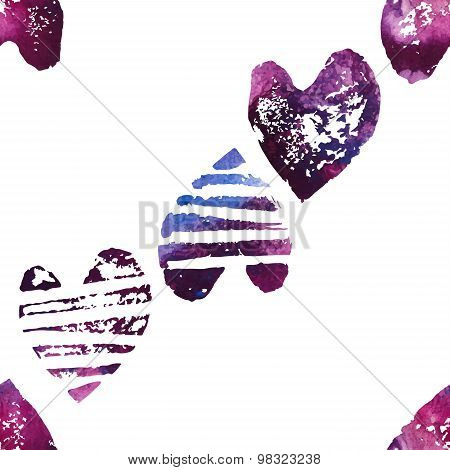 Seamless pattern with grunge hearts.