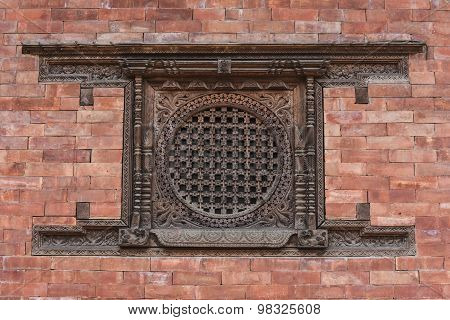closed up the traditional wood window in Paktaphu, Nepal