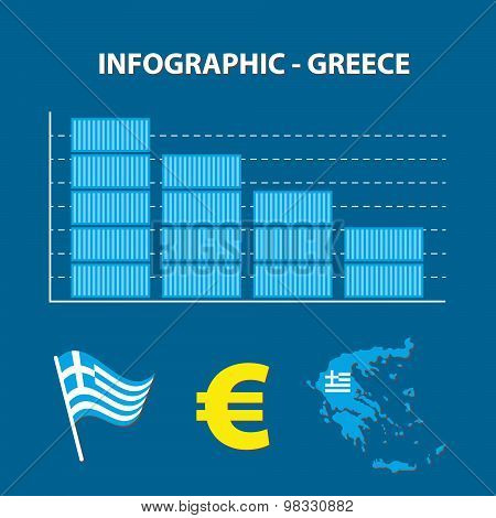 Infographic With Graph Of Decrease Business Of Greece