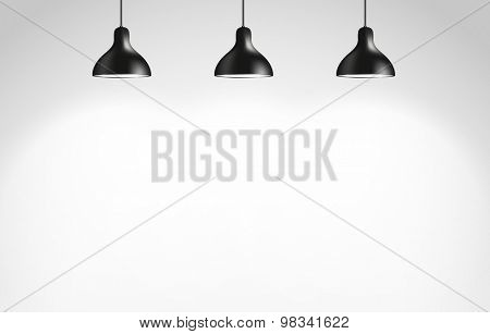 Photorealistic bright wall with projectors. Presentation vector template