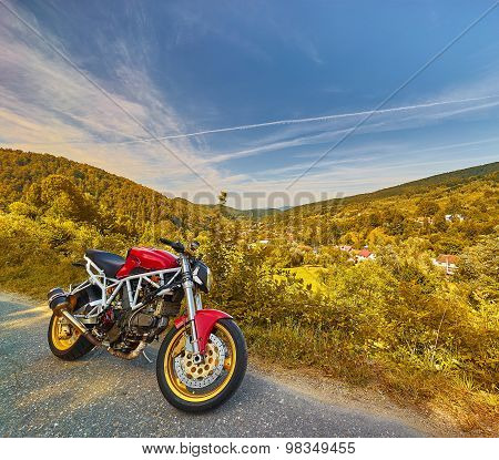 Autumn Motorbike Mountain Landscape