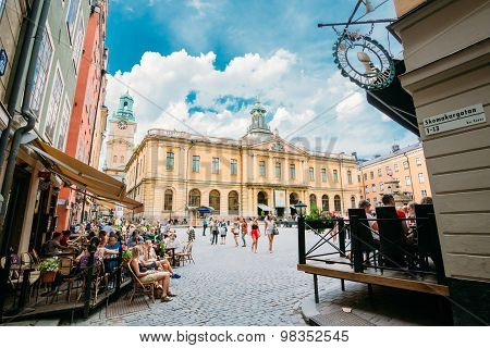 Swedish Academy and Nobel Museum on Stortorget square in Old City