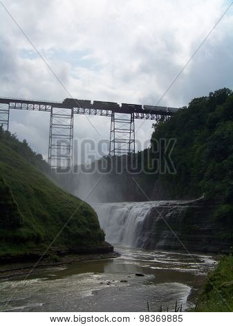 Train Over Waterfall
