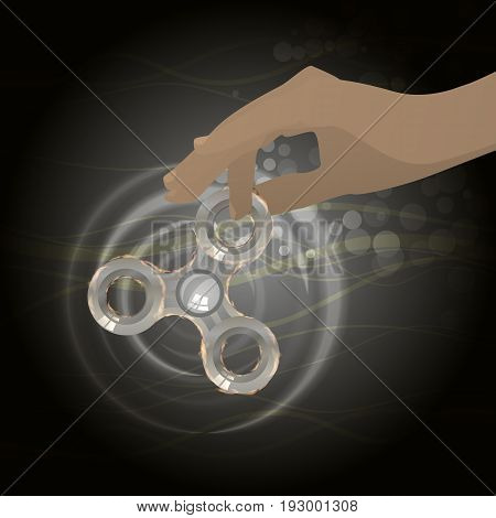 Spinner Silver Iron Rotated By Human Hand