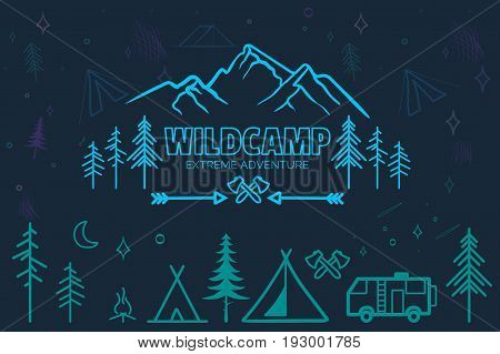 Hand drawn sketch camping icons set.rendy Outlined style illustration for you project.
