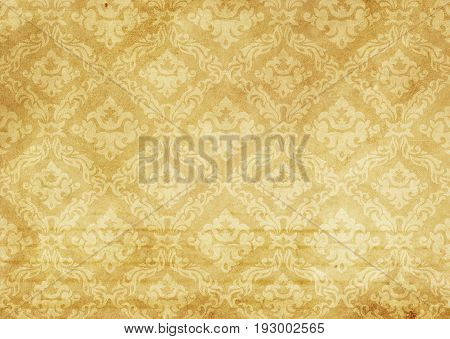 Old dirty paper background with old-fashioned patterns. Old wallpaper background for the design.